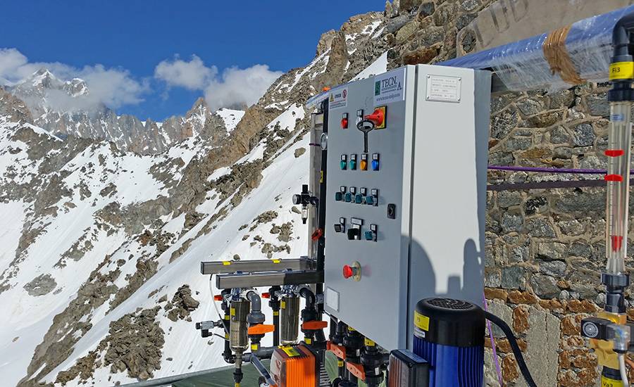 impianto di recupero acque rifugio Torino - Monte Bianco