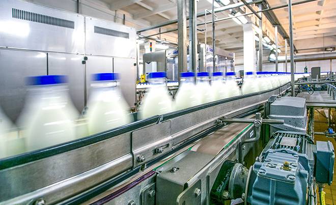 Milk processing line in dairy processing plant