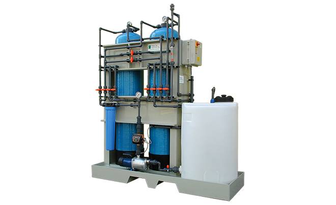 Resins treatment system on skid